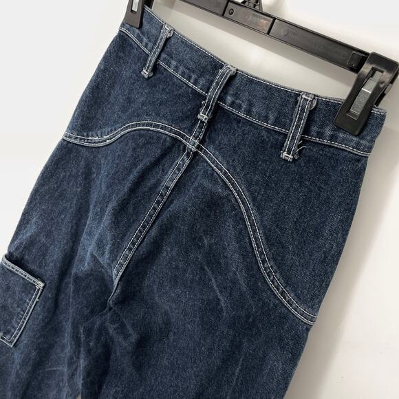 Brandy Melville J. Galt Dark Wash High Waisted Painter Carpenter Mom Jeans Sz S - Picture 5 of 9